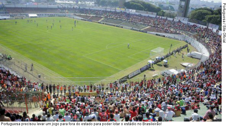  Portuguesa precisou levar um jogo para fora do estado para poder lotar o estádio no Brasileirão!