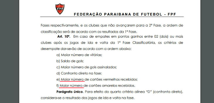  Regulamento do Campeonato Paraibano 2017 já apresenta erros nos critérios de desempate!