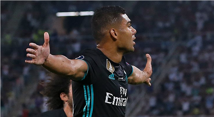  Brasileiro Casemiro abriu o marcador na vitória do Real Madrid, campeão da Supercopa da UEFA!