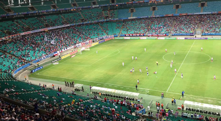  Bahia obteve a melhor média de público da abertura da Copa do Nordeste, ainda assim a Arena Fonte Nova ficou desse jeito!