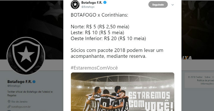  Botafogo diminuiu ainda mais os valores dos ingressos na tentativa de lotar o Nilton Santos pelo Brasileirão!