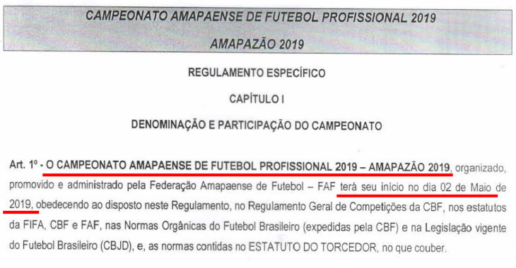  Campeonato Amapaense, antes marcado para 2 de abril, não tem data para começar em 2019!