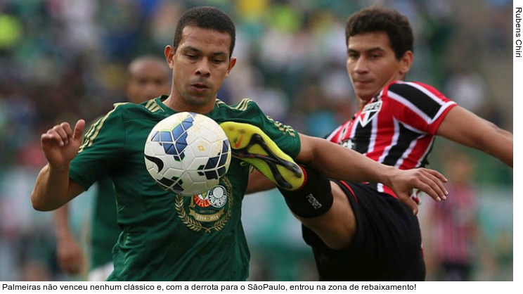  Palmeiras não venceu nenhum clássico e, com a derrota para o SãoPaulo, entrou na zona de rebaixamento!