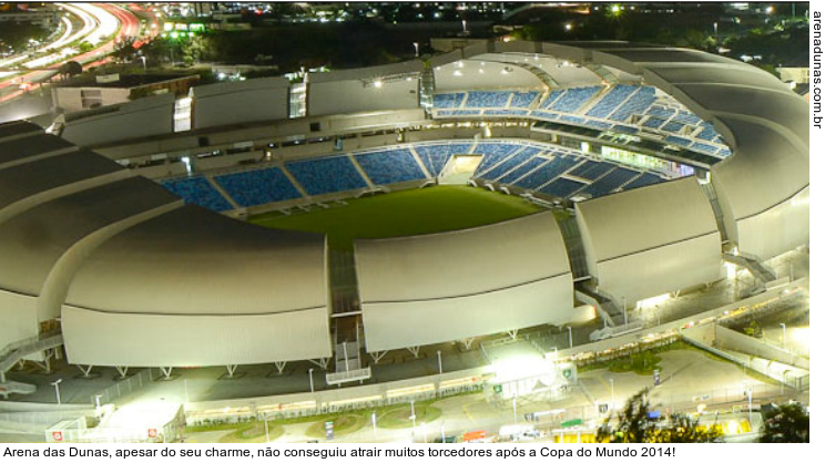  Arena das Dunas, apesar do seu charme, não conseguiu atrair muitos torcedores após a Copa do Mundo 2014!