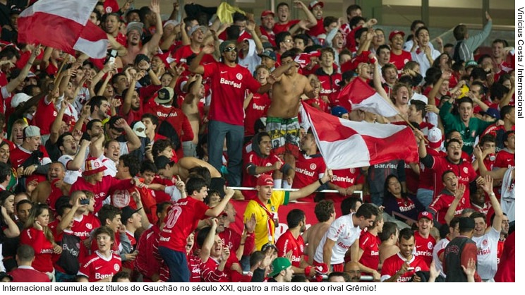  Internacional acumula dez títulos do Gauchão no século XXI, quatro a mais do que o rival Grêmio!