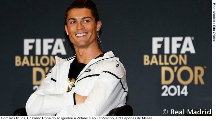  Com três títulos, Cristiano Ronaldo se igualou a Zidane e ao Fenômeno, atrás apenas de Messi!