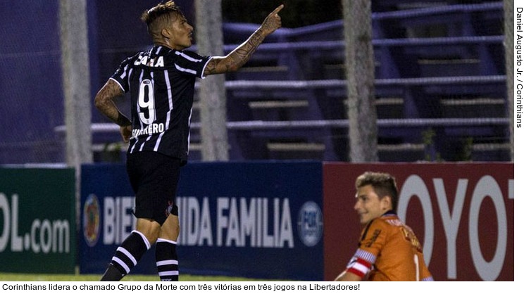  Corinthians lidera o chamado Grupo da Morte com três vitórias em três jogos na Libertadores!