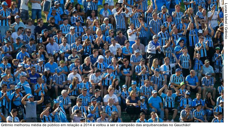  Grêmio melhorou média de público em relação a 2014 e voltou a ser o campeão das arquibancadas no Gauchão!